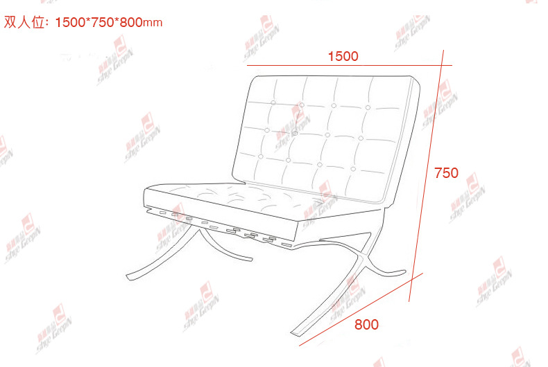 黑白经典真皮巴塞罗那椅 办公真皮沙发椅 Barcelona chair设计